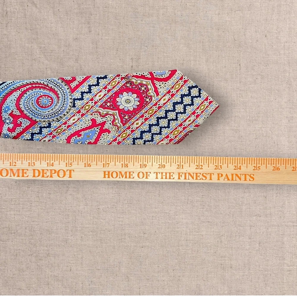 Jacques Fath Silk Paisley Tie Mens Red Blue Classic Pattern Designer